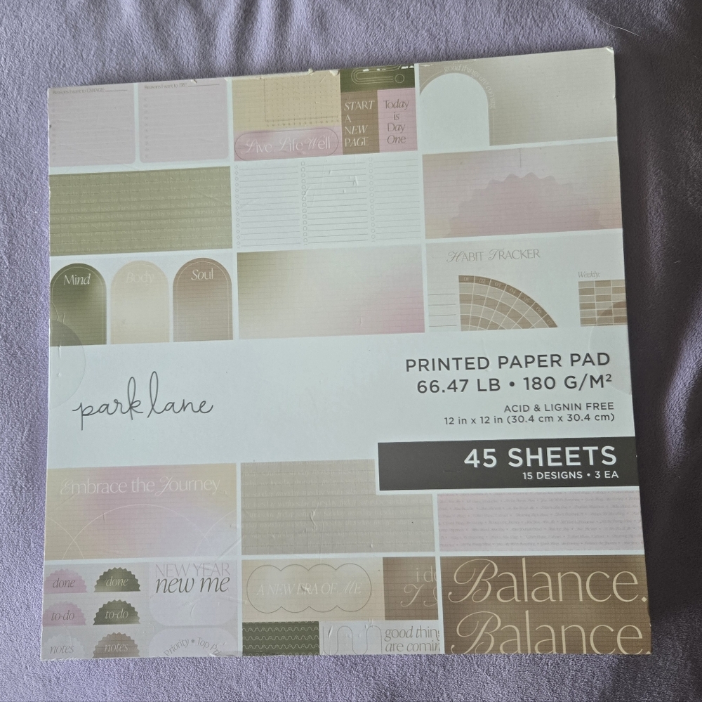 Park Lane Printed Paper Pad Cream, Beige, Blush, Light Green New